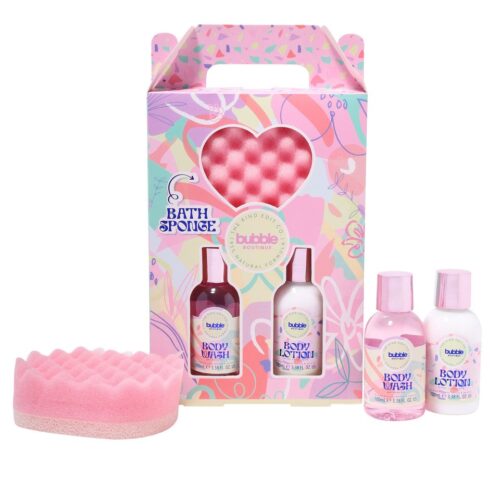 The Kind Edit Co. Bubble Boutique Lather & Soak Geschenkset 100ml Douchegel + 100ml Body Lotion + Spons