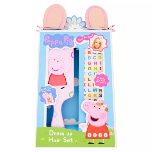 Peppa Pig Hair Geschenkset 3 Stuks (Deze haarset bevat:1x Spiegel Haarborstel1x Peppa Pig Ear Haarklipjes1x Alfabet Stickers)