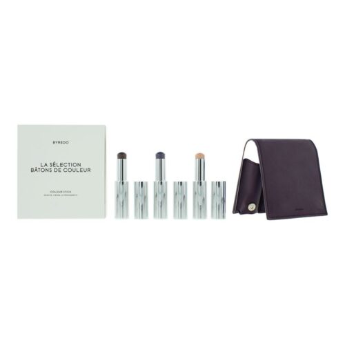 Byredo Dark Plum Colour Stick Geschenkset 3g Solar Flare + 3g Flower Play + 3g Kumato + Leren Hoesje