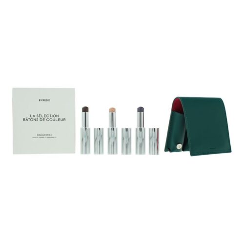 Byredo Dark Deep Teal Colour Stick Geschenkset 3g Solar Flare + 3g Flower Play + 3g Kumato + Leren Hoesje
