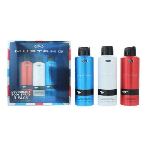 Mustang Ford Deodorant Spray Geschenkset 200ml Red + 200ml White + 200ml Blue