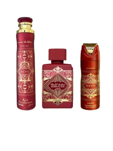 Lattafa Perfumes Bade'e Al Oud Sublime Gift Set 100ml EDP + 200ml Perfumed Body Spray + 300ml Air Freshener