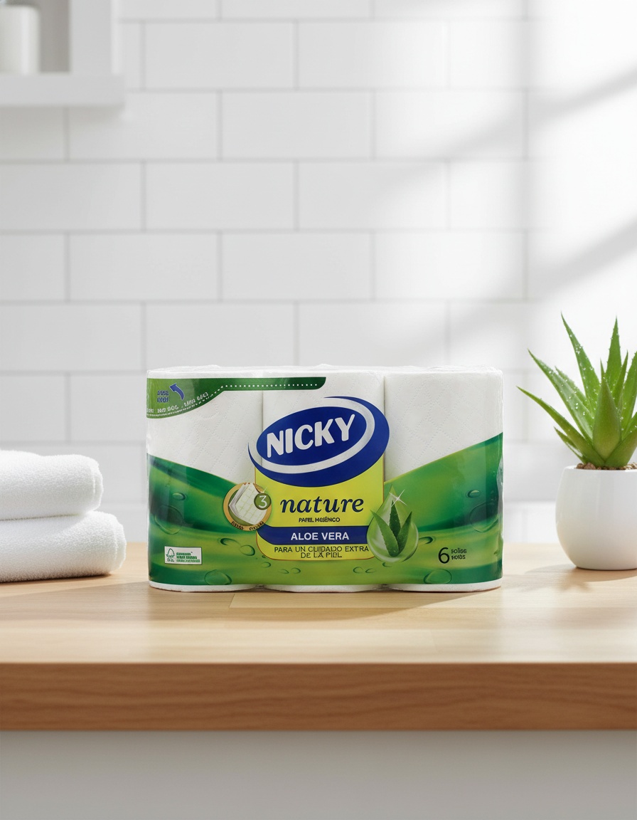Nicky NATURE ALOE VERA papel higiénico 3 capas 6 u - Afbeelding 2