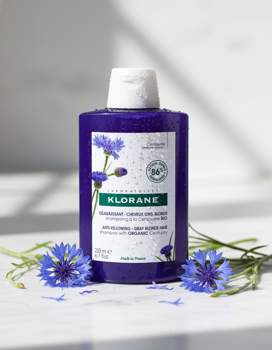 Klorane A LA CENTAUREA BIO anti-yellowing shampoo for gray and blonde hair 200 ml - Afbeelding 2