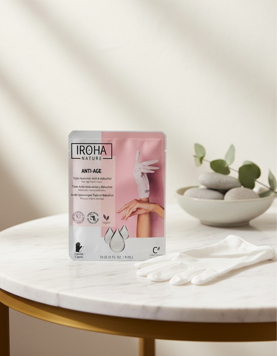 Iroha ANTI-AGE triple hyaluronic acid & bakuchiol hand mask 9 ml - Afbeelding 2