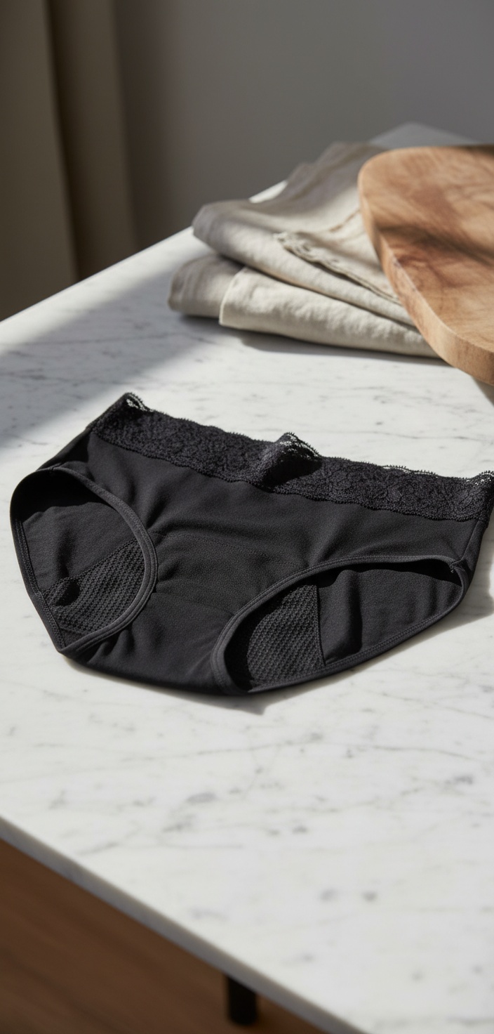 PlatanomelÓn KIWITAS ENCAJE braguitas menstruales negro #L 1 u - Afbeelding 2