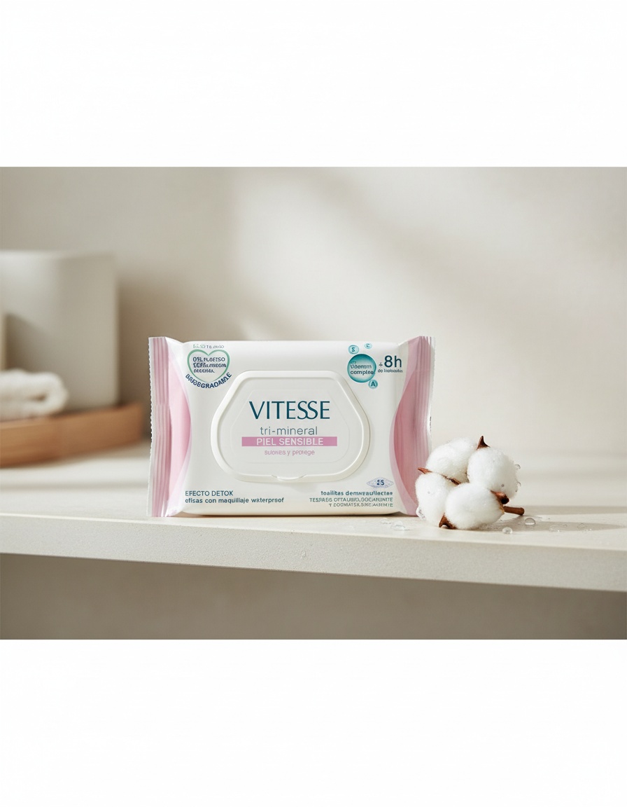 Vitesse TRI-MINERAL SENSITIVE SKIN makeup remover wipes 25 units - Afbeelding 2