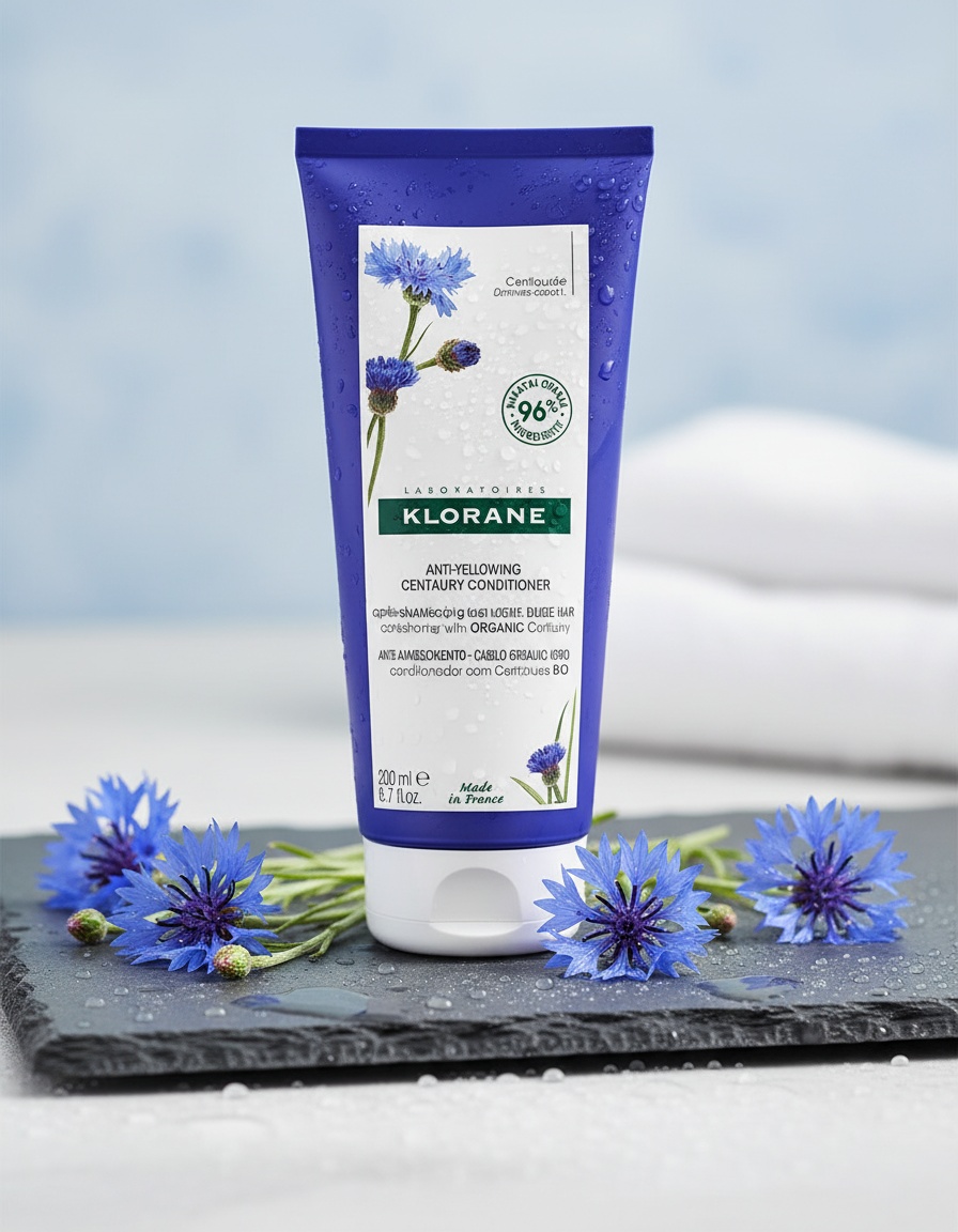 Klorane A LA CENTAUREA BIO anti-yellowing conditioner for gray and blonde hair 150 ml - Afbeelding 2