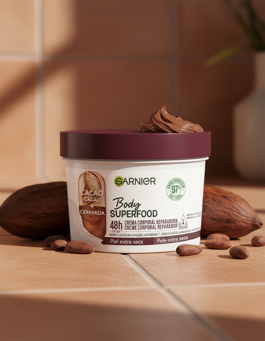 Garnier BODY SUPERFOOD CACAO repairing body cream for extra dry skin 380 ml - Afbeelding 2