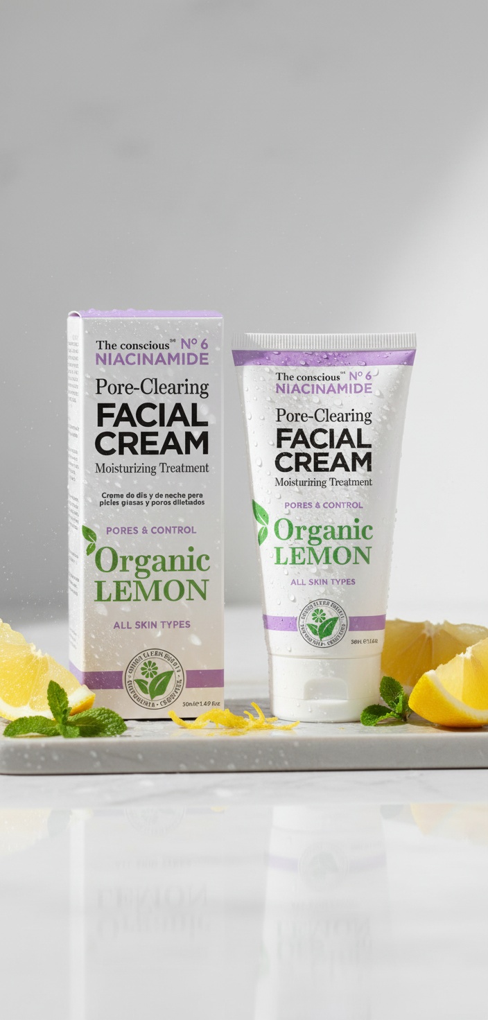 The Conscious™ NIACINAMIDE pore-clearing facial cream organic lemon 50 ml - Afbeelding 2