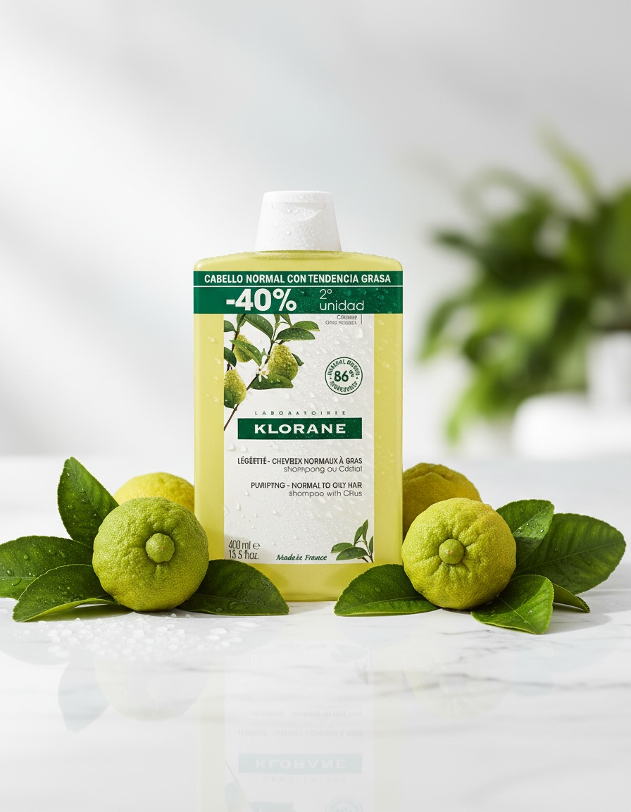 Klorane A LA CIDRA champú ligero para cabello normal/graso duo 2 x 400 ml - Afbeelding 2