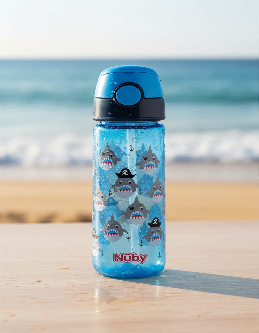 NÛby MUG with button and soft straw 3 years+ #blue 540 ml 1 u - Afbeelding 2