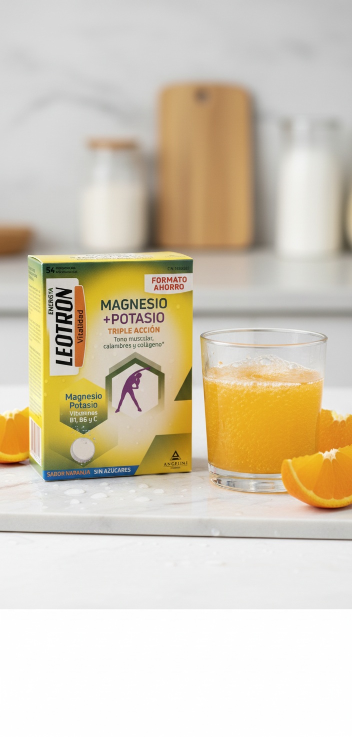 Leotron MAGNESIUM + POTASSIUM ENERGY triple action effervescent tablets #Orange 54 u - Afbeelding 2