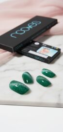 Nooves Jade Glass Premium Glam GEL NAIL SHEETS #cat eye green 20 u