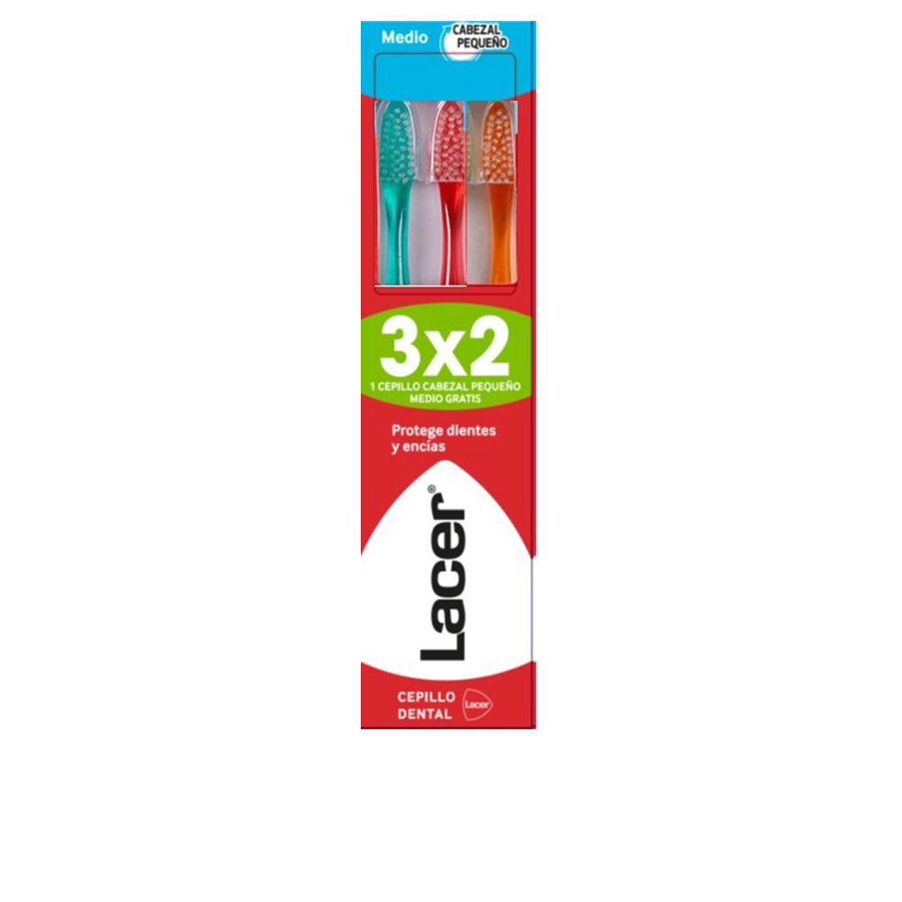 Lacer CEPILLO DENTAL cabezal pequeño medio pack 3 u