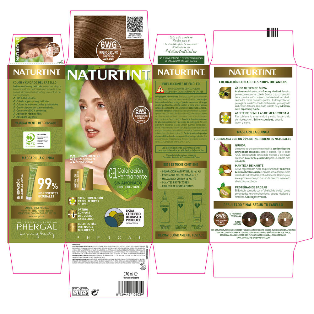 NATURTINT ammonia-free dye #6Wg-Radiant Golden Dark Blonde 170 ml