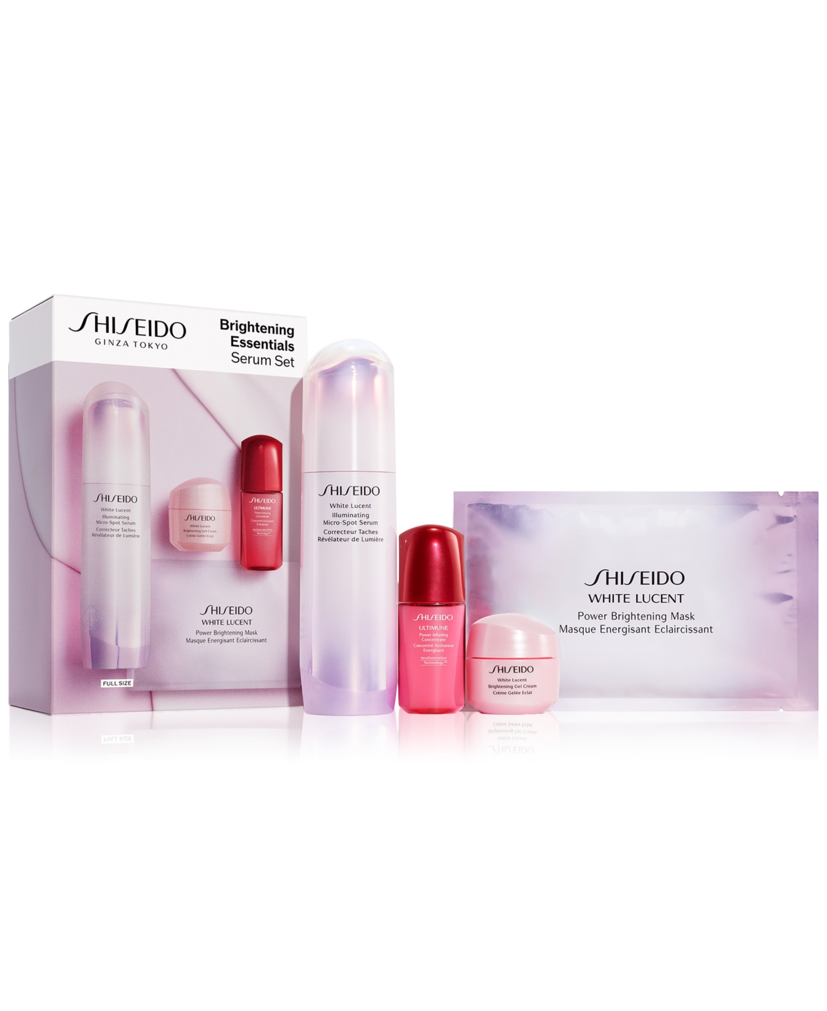 Shiseido Brightening Essentials Eye Geschenkset 50ml Power Infusing Concentrate + 15ml Oogcrème + 15ml Gel Cream + Power Brightening Masker
