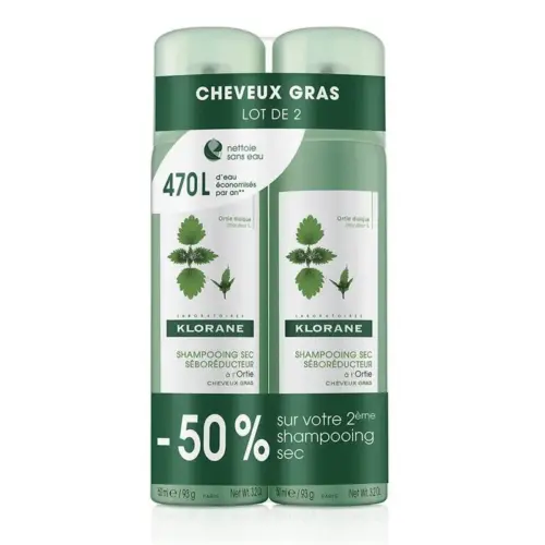 Klorane Nettle Dry Shampoo 2x150ml