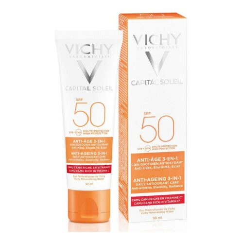 Gezichtszonnecrème Vichy VCH00115 Spf 50 50 ml 3 in 1 Anti-Aging
