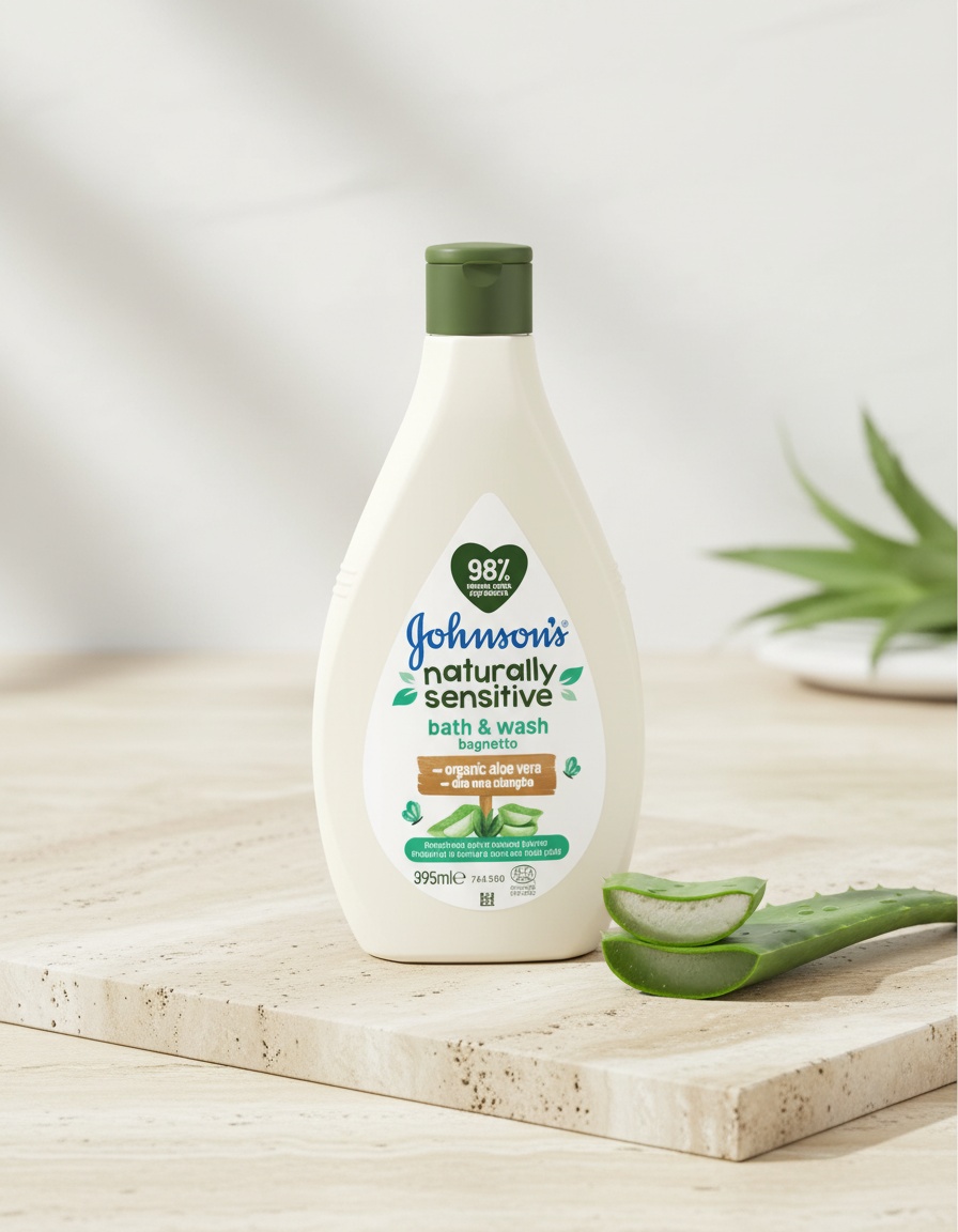 Johnson's Baby BABY BIO NATURALLY SENSITIVE aloe vera bath gel 395 ml - Afbeelding 2
