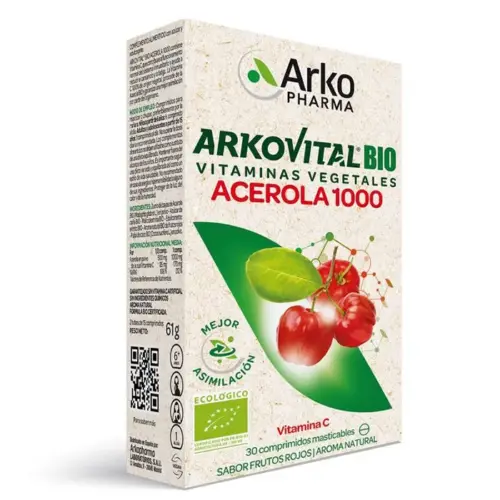 Arkopharma Arkovital Acerola 1000 Vitamine C | Unisex 30 Stuks | Immuunsysteem Anti-Vermoeidheid