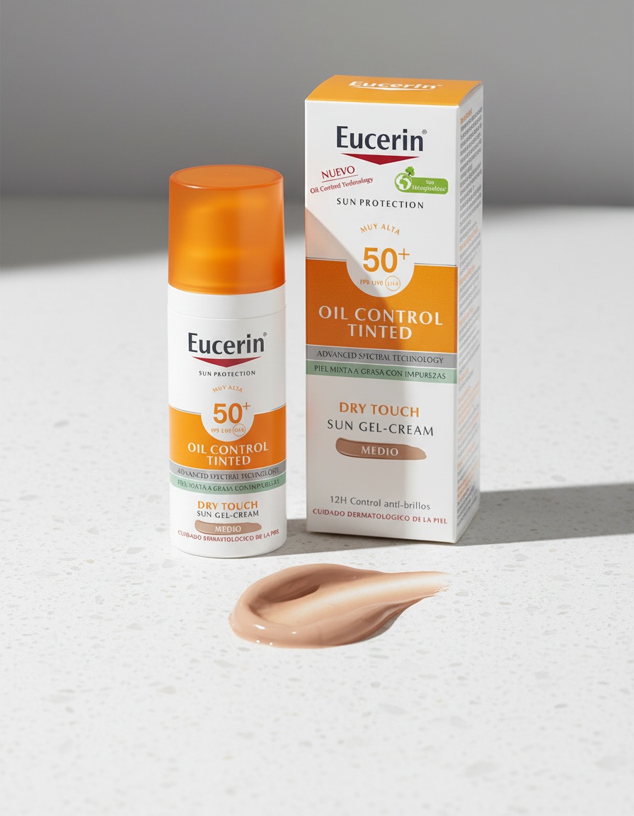 Eucerin SUN PROTECTION oil dry touch gel-cream color SPF50+ #medium 50 ml - Afbeelding 2