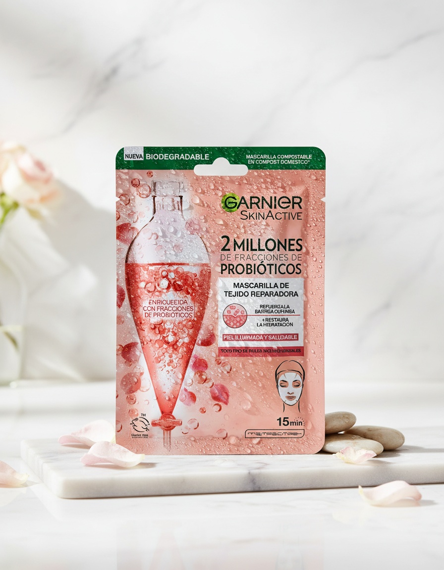 Garnier SKINACTIVE PROBIÓTICOS mascarilla tejido reparadora e iluminadora 1 u - Afbeelding 2