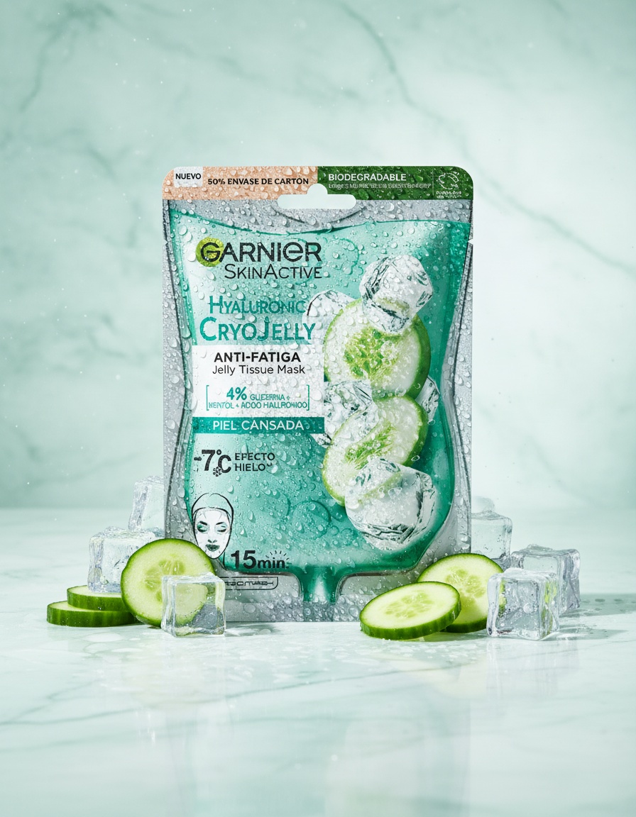 Garnier SKINACTIVE Hyaluronic Acid CryoJelly Anti-Fatigue Mask for Tired Skin, Ice Effect, 5 g - Afbeelding 2