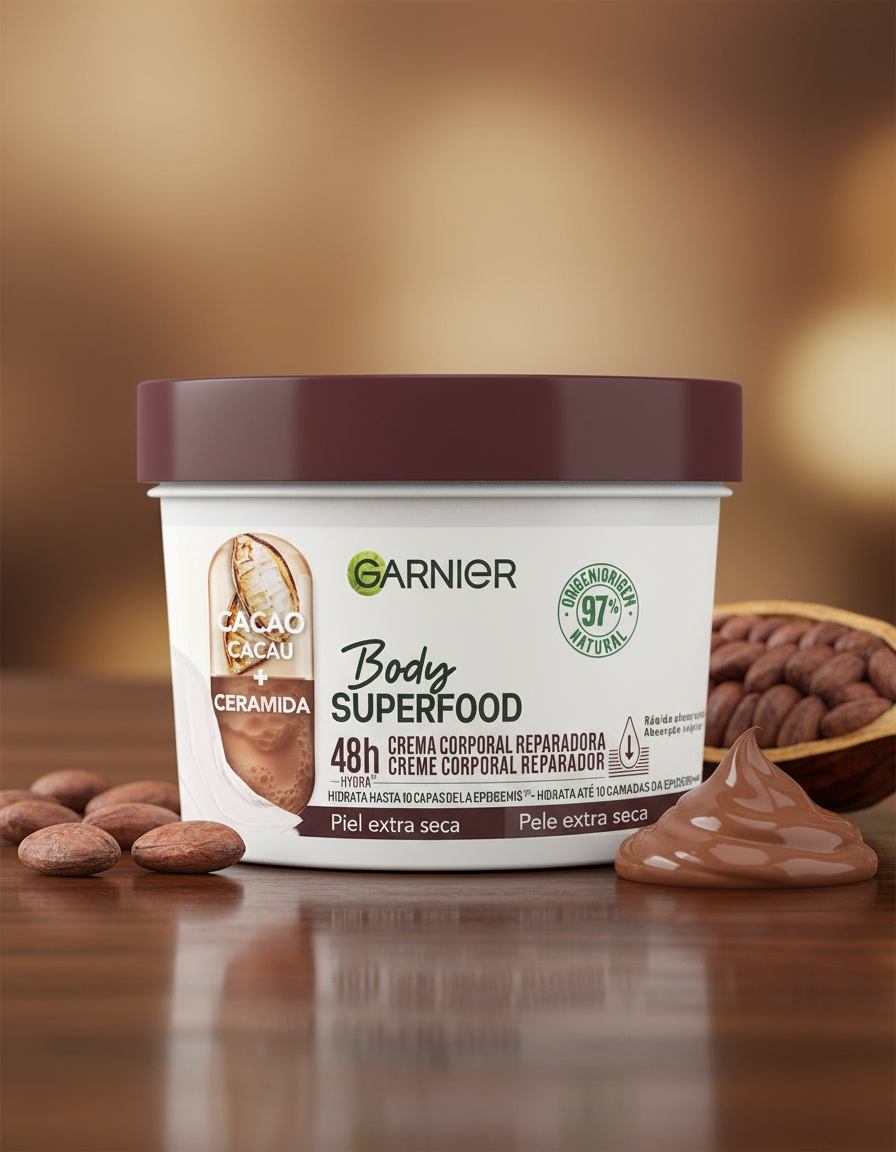 Garnier BODY SUPERFOOD CACAO repairing body cream for extra dry skin 380 ml - Afbeelding 3
