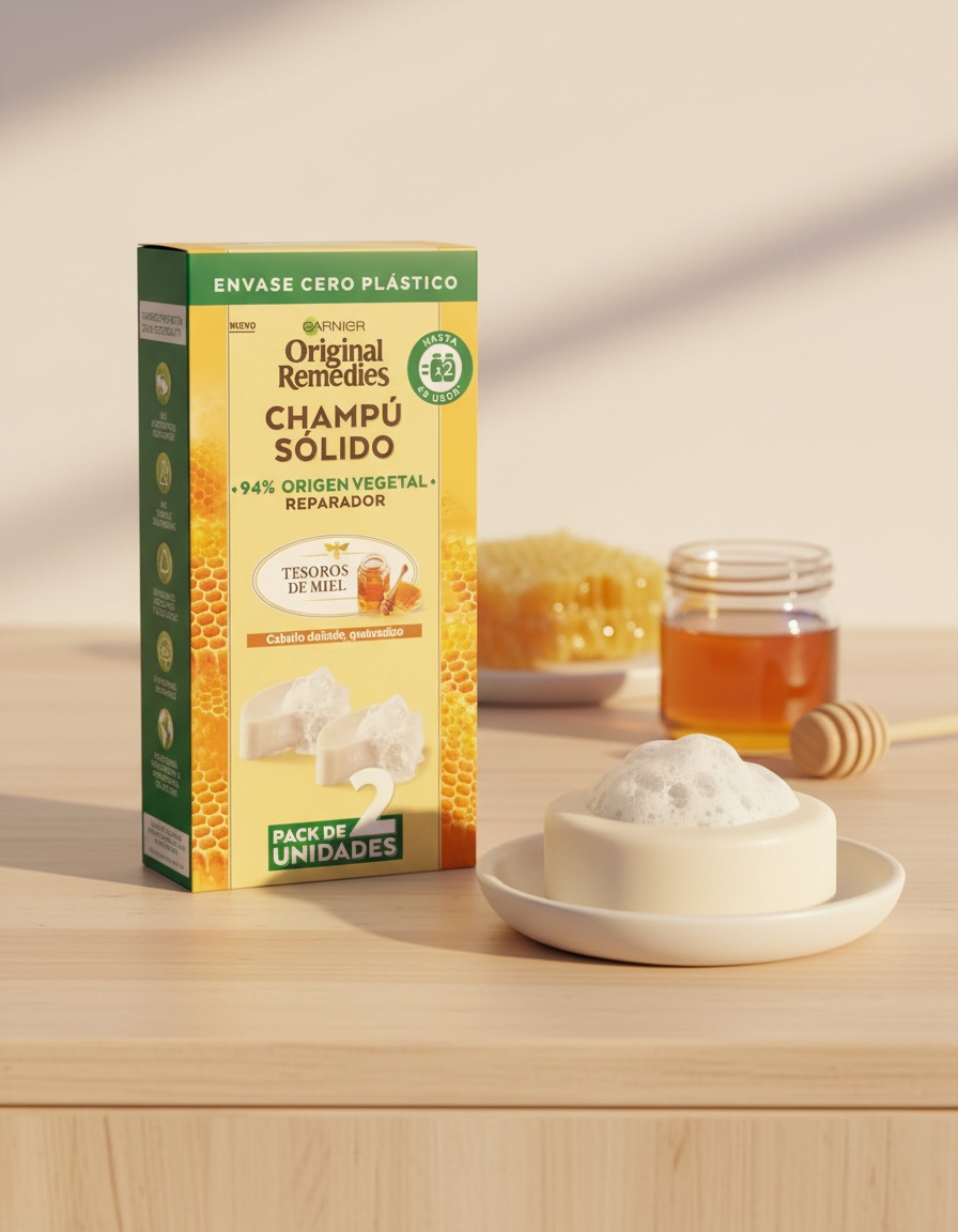 Garnier ORIGINAL REMEDIES solid shampoo honey treasures 2 x 60 gr - Afbeelding 2