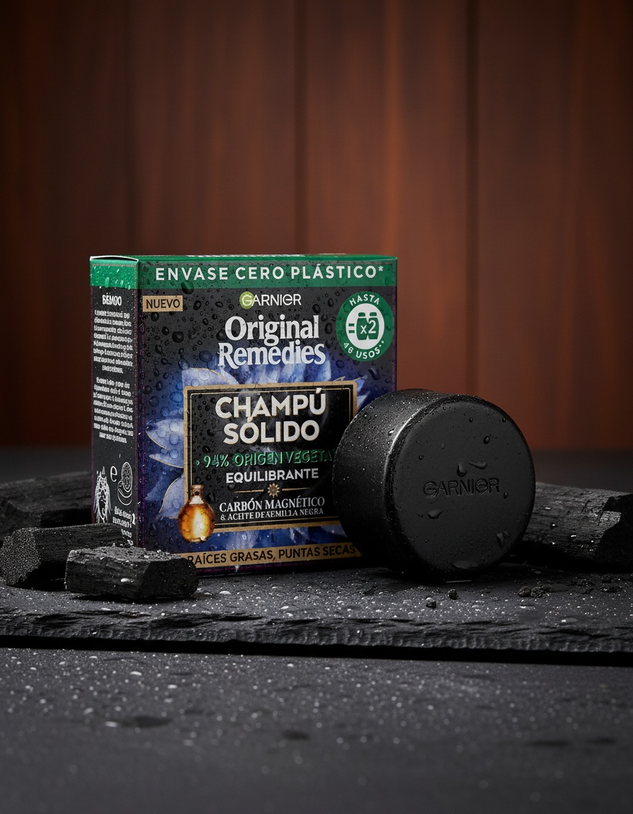 Garnier ORIGINAL REMEDIES magnetic charcoal balancing solid shampoo 60 gr - Afbeelding 3