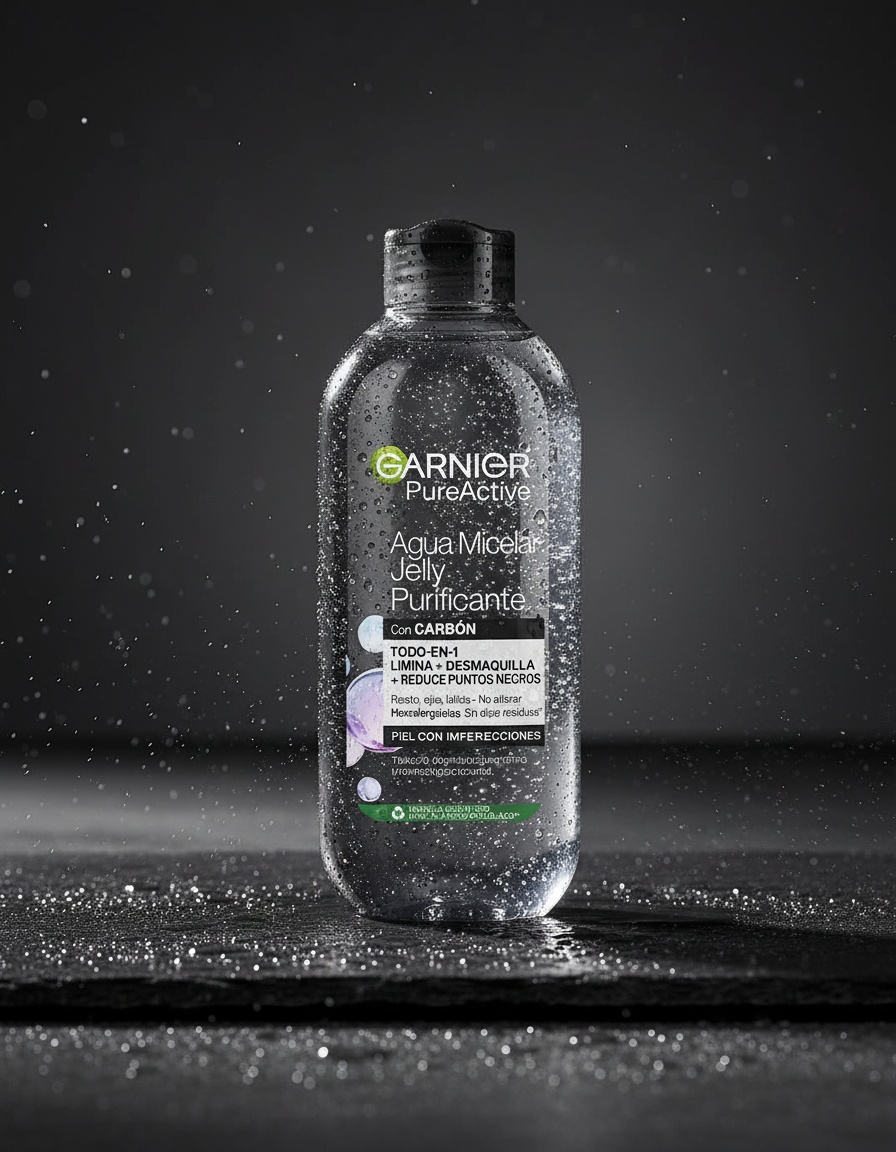 Garnier SKINACTIVE Pure Active Jelly Micellar Water Purifying Charcoal Skin Imperfections 400 ml - Afbeelding 2