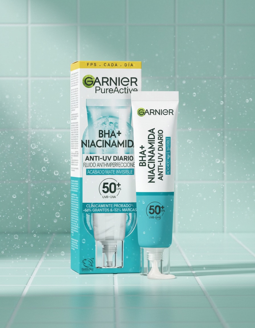 Garnier PURE ACTIVE BHA + NIACINAMIDE Invisible Matte Anti-Blemish Fluid SPF50+ 40 ml - Afbeelding 2