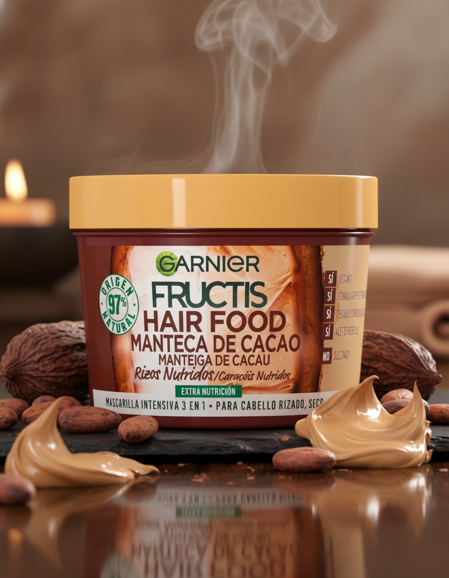 Garnier FRUCTIS HAIR FOOD COCOA BUTTER nourished curl mask 390 ml - Afbeelding 2