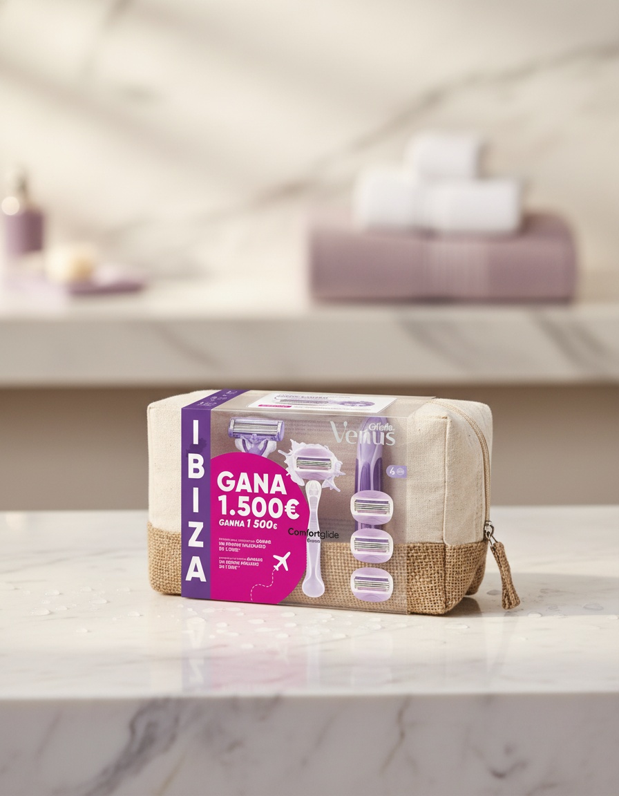 GILLETTE VENUS BREEZE IBIZA TOILETRY BAG razor + 4 refills - Afbeelding 3