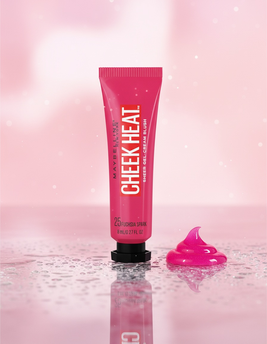Maybelline CHEEK HEAT sheer gel-cream blush #25-fuchsia spark - Afbeelding 2