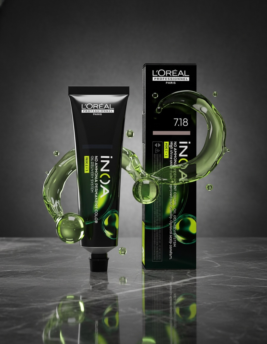 L'orÉal professionnel paris INOA no ammonia permanent color #7.18 60 gr - Afbeelding 2