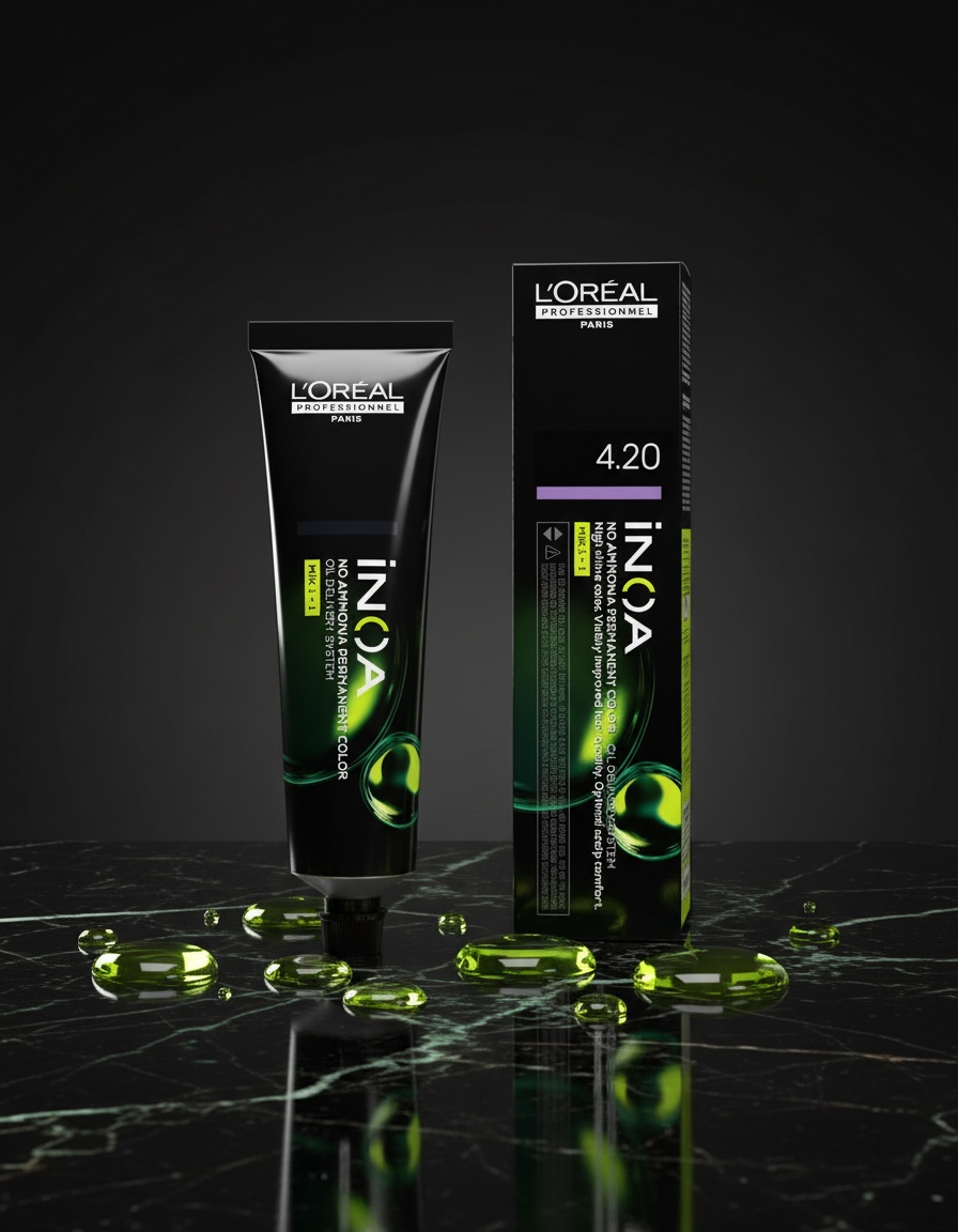 L'orÉal professionnel paris INOA no ammonia permanent color #4.20 60 gr - Afbeelding 2