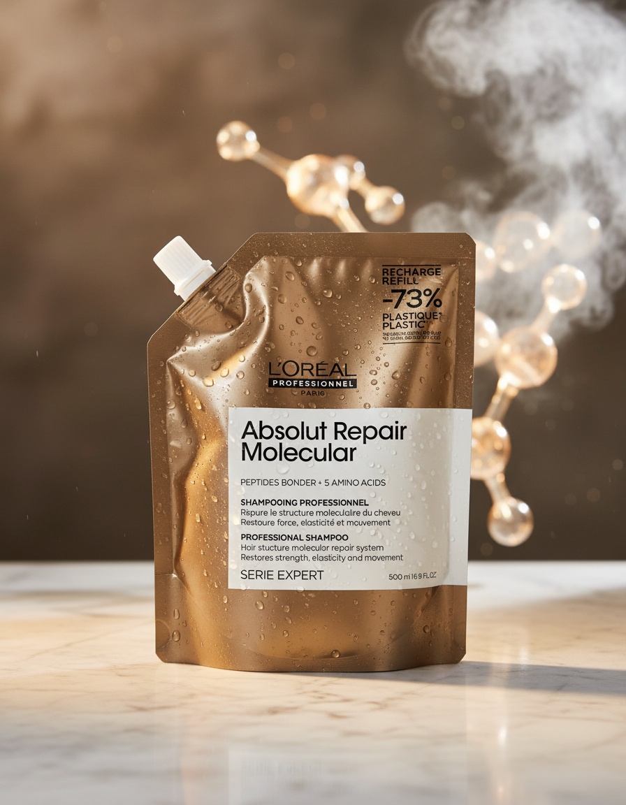 L'orÉal professionnel paris ABSOLUT REPAIR MOLECULAR professional sulfate-free shampoo for damaged hair refill 500 ml - Afbeelding 2