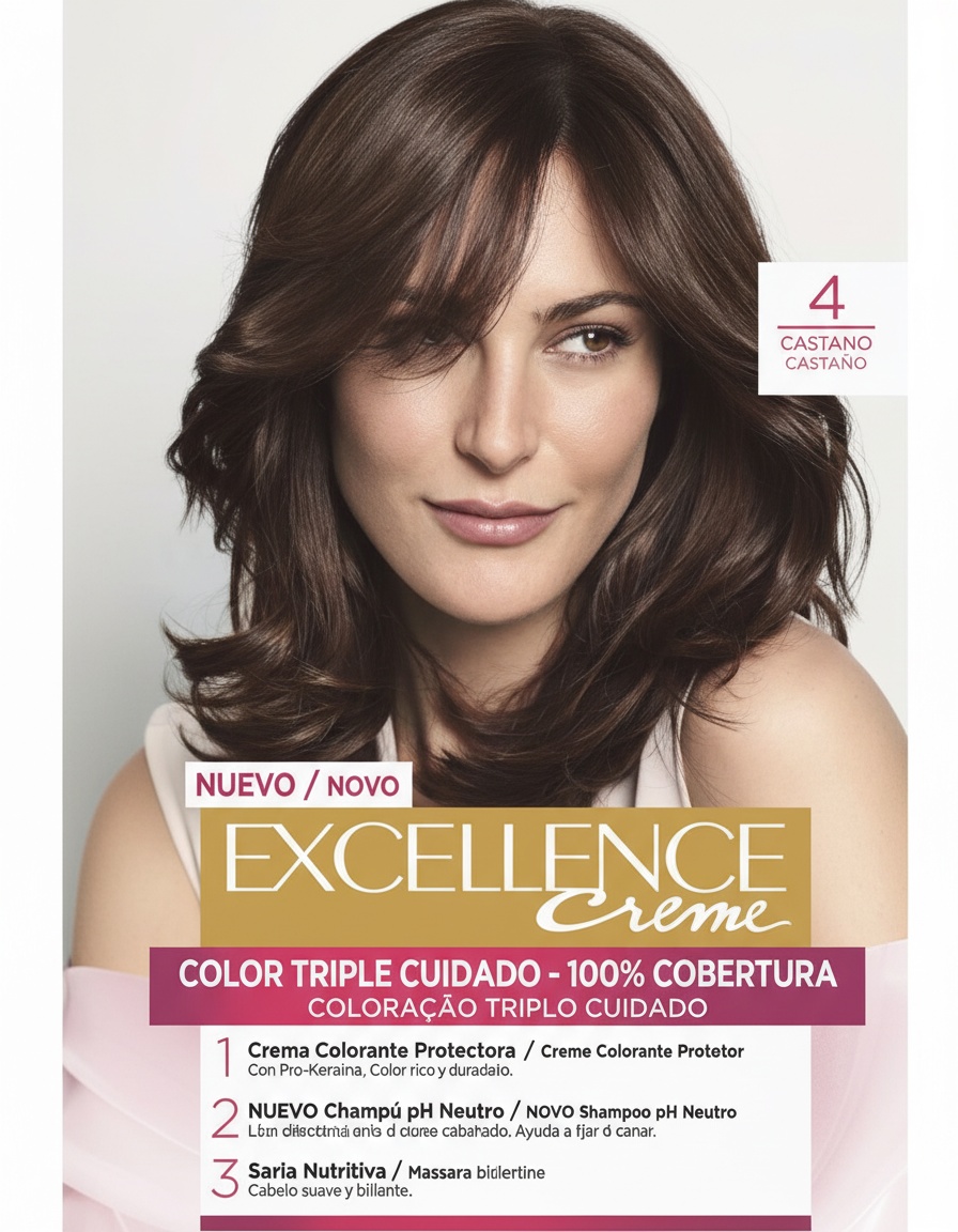 L'orÉal paris EXCELLENCE Creme dye #4-brown 192 ml - Afbeelding 2