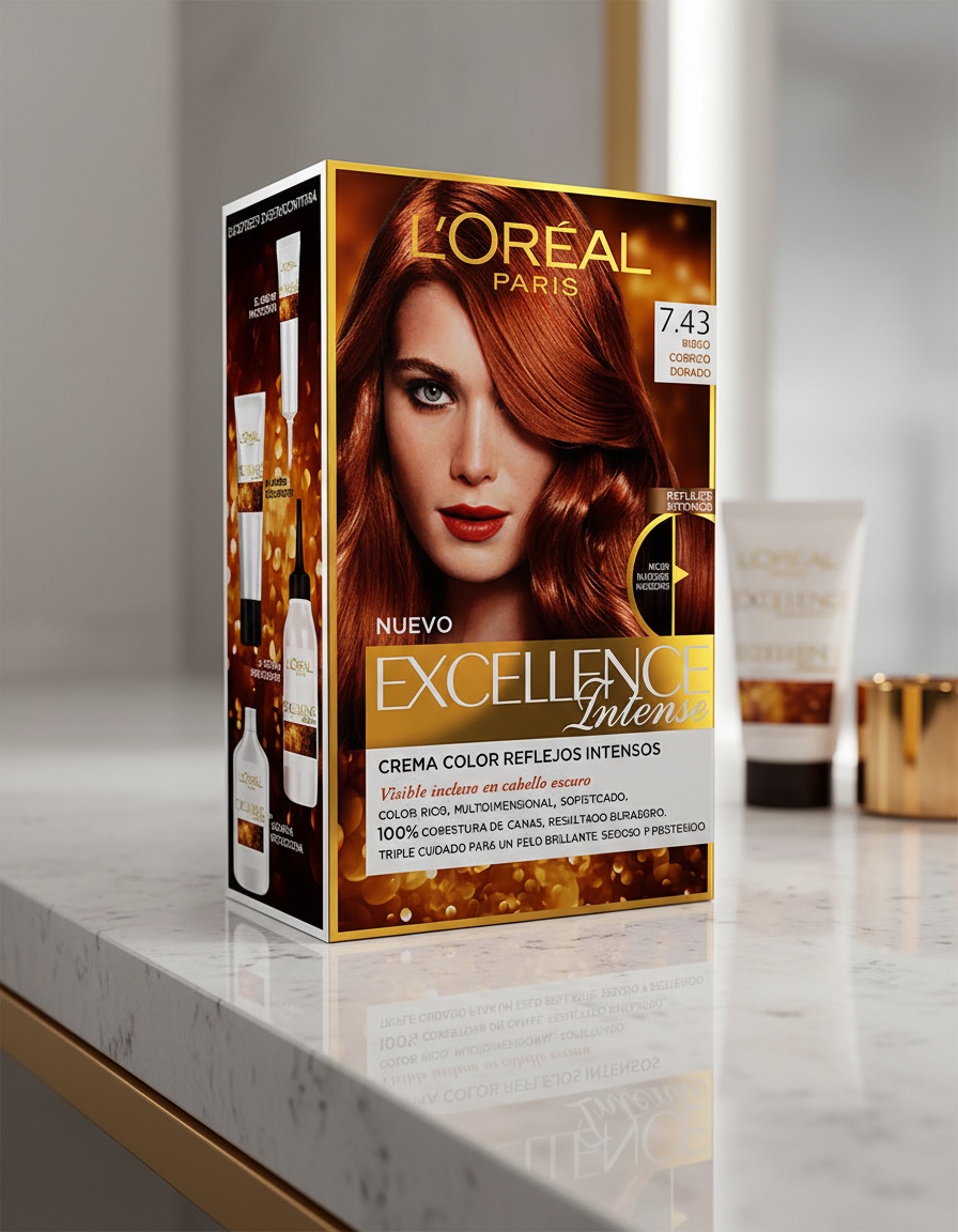 L'orÉal paris EXCELLENCE INTENSE hair color #7.43 golden copper blonde 1 u - Afbeelding 2