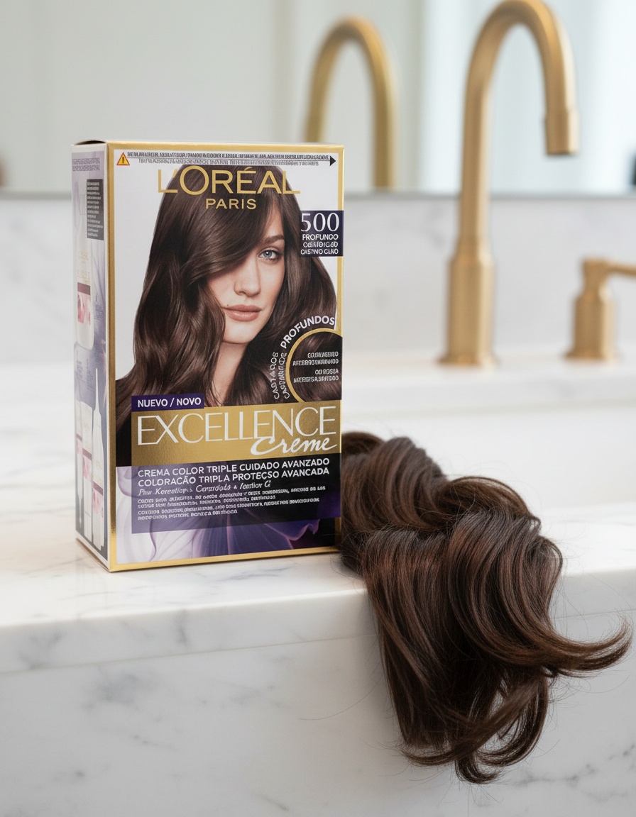 L'orÉal paris EXCELLENCE BRUNETTE hair color #500 - true light brown 192 ml - Afbeelding 2