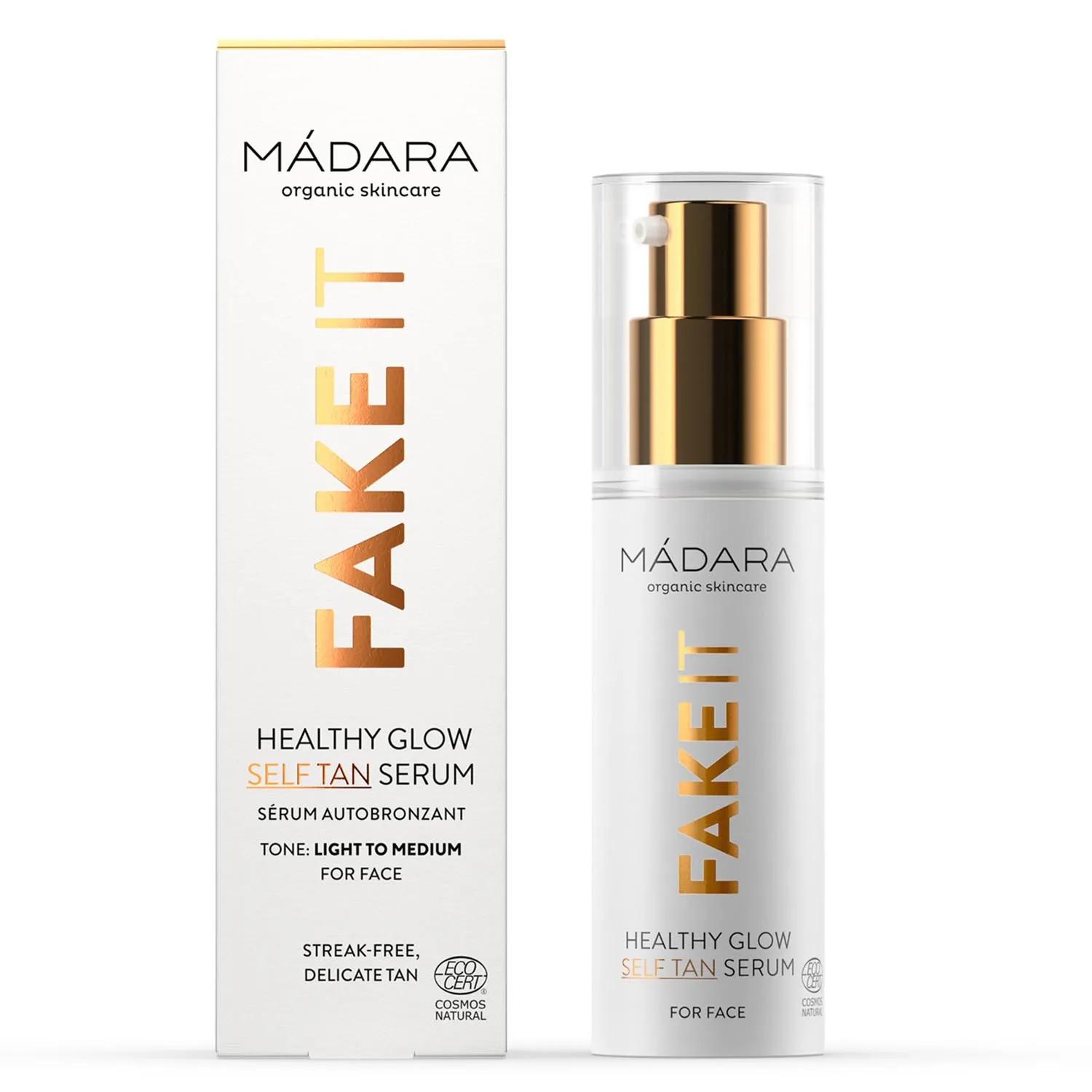 MÁDARA Fake It Zelfbruinend Gezichtsserum Light to Medium | Unisex 30ml | Hydraterend
