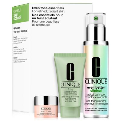 Clinique Even Tone Essentials Geschenkset 50ml Even Better Clinical Radical Dark Spot Corrector + Interrupter + 30ml 7 Day Scrub Cream + 5ml All About Eyes