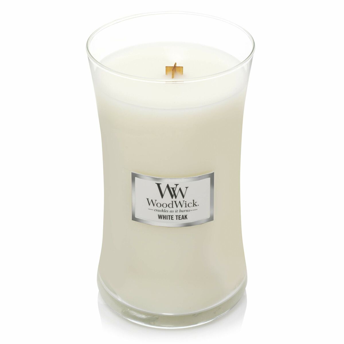 Geurkaars Woodwick Core Large White Teak 609 g