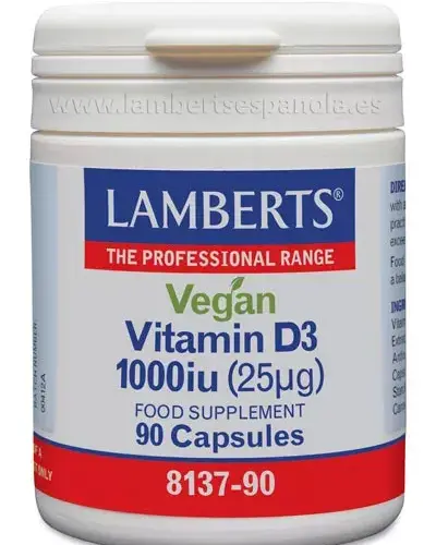 Lamberts Vegan Vitamine D3 1000IE Capsules | Unisex 90 Stuks | Botten Tanden Immuunsysteem