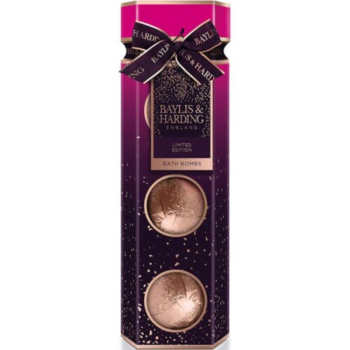 Baylis & Harding Wild Fig & Pomegranate Luxury Gift Set 3x Bath Bomb Fizzers 100g