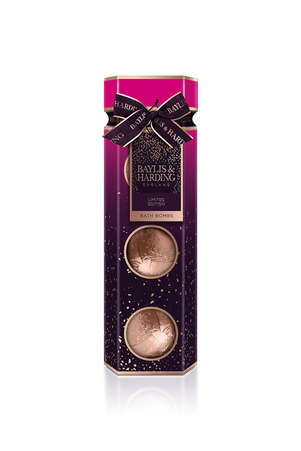 Baylis & Harding Wild Fig & Pomegranate Luxury Gift Set 3x Bath Bomb Fizzers 100g