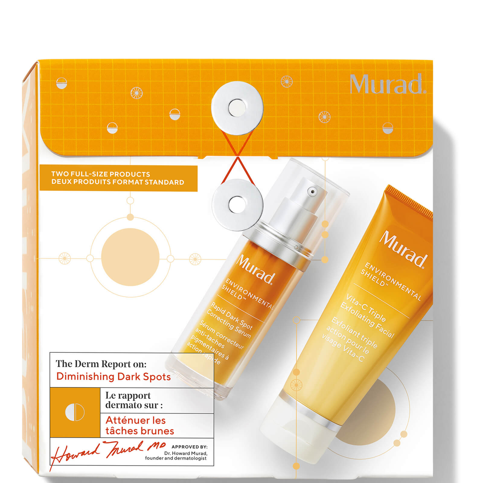 Murad The Derm Report Diminishing Dark Spots Geschenkset 30ml Correcting Serum + 80 Face Exfoliator (Deze geschenkset bevat: 1x 30ml Rapid Dark Spot Correcting Serum 1x 80ml Vita-C Triple Exfoliating Facial)