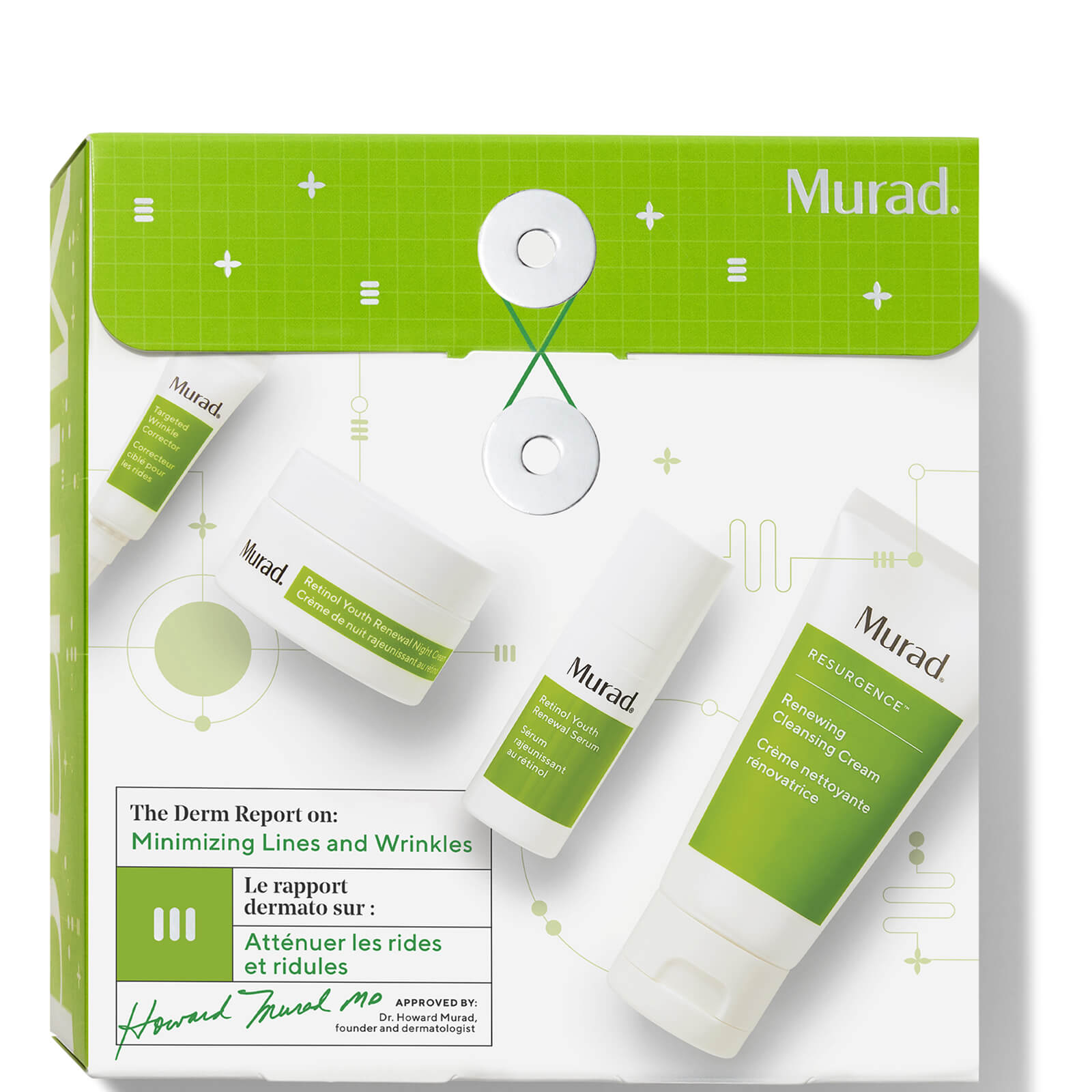 Murad The Derm Report Minimising Lines and Wrinkles 60ml Cleansing Cream + 3ml Wrinkle Corrector + 10ml Serum + 15ml Nachtcrème